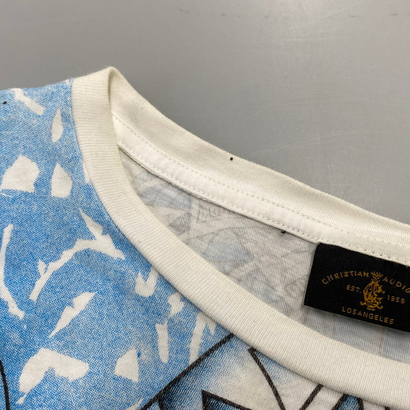 【中古品】【メンズ】 CHRISTIAN AUDIGIER クリスチャンオードジェー LINESTONE LA TEE ラインストーン エルエー ティー トップス 半袖 141-260522-cs-01-izu サイズ：S カラー：ホワイト 万代Net店