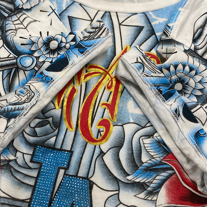 【中古品】【メンズ】 CHRISTIAN AUDIGIER クリスチャンオードジェー LINESTONE LA TEE ラインストーン エルエー ティー トップス 半袖 141-260522-cs-01-izu サイズ：S カラー：ホワイト 万代Net店
