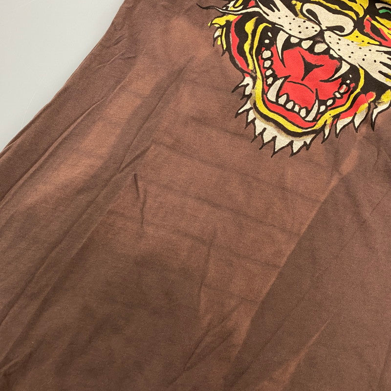 【現状渡し品】【レディース】 ED HARDY エドハーディ TIGERHEAD LS ONE-PIECE タイガーヘッド ロングスリーブ ワンピース 170-260522-cs-02-izu サイズ：L カラー：ブラウン 万代Net店