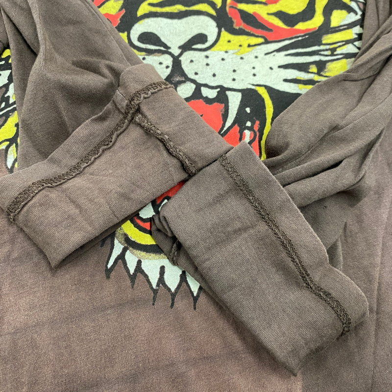 【現状渡し品】【レディース】 ED HARDY エドハーディ TIGERHEAD LS ONE-PIECE タイガーヘッド ロングスリーブ ワンピース 170-260522-cs-02-izu サイズ：L カラー：ブラウン 万代Net店