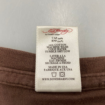 【現状渡し品】【レディース】 ED HARDY エドハーディ TIGERHEAD LS ONE-PIECE タイガーヘッド ロングスリーブ ワンピース 170-260522-cs-02-izu サイズ：L カラー：ブラウン 万代Net店