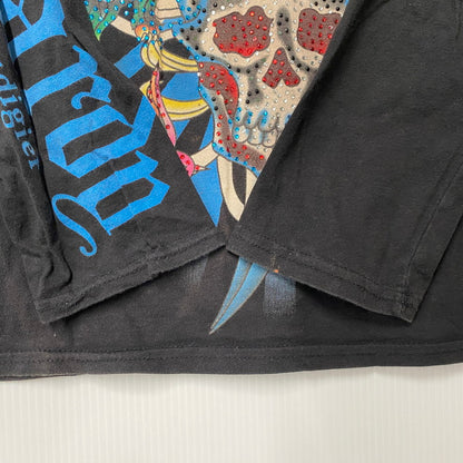 【中古品】【レディース】 DON ED HARDY ドン エドハーディ LINESTONE SCULL LS TEE ラインストーン スカル ロングスリーブ ティー トップス 長袖 168-260522-cs-04-izu サイズ：不明 カラー：ブラック 万代Net店