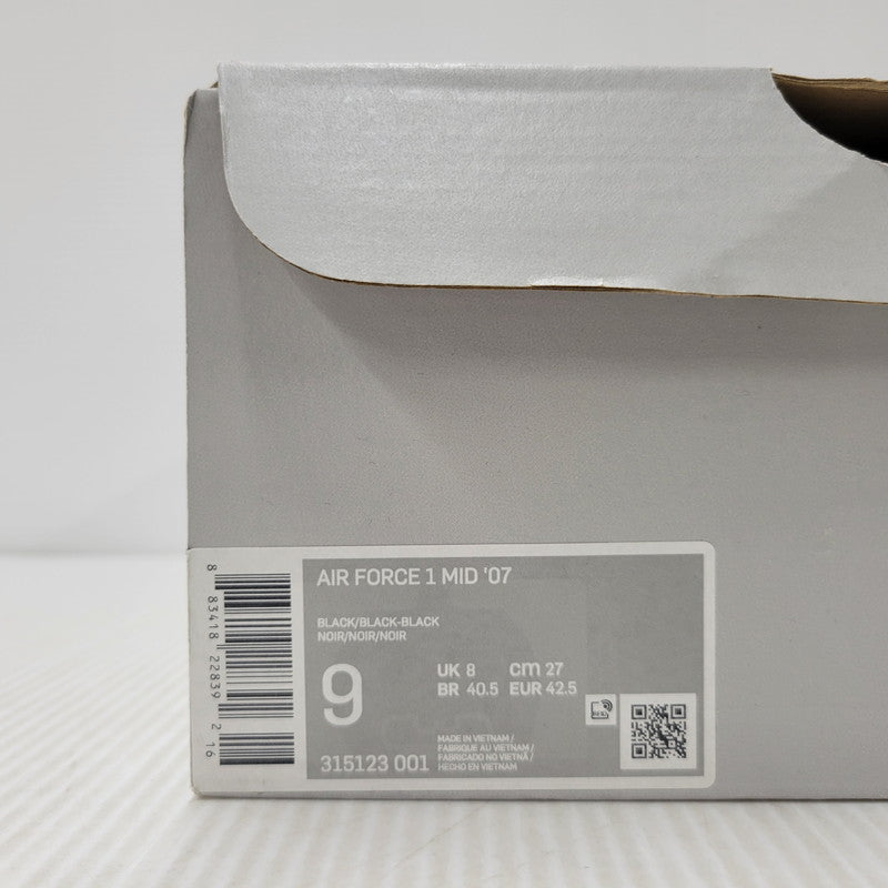 【中古美品】【メンズ】 NIKE ナイキ AIR FORCE 1 MID '07 315123-001 エアフォース 1 ミッド '07 スニーカー シューズ 靴 160-260509-as-22-izu サイズ：27cm カラー：BLACK/BLACK-BLACK 万代Net店