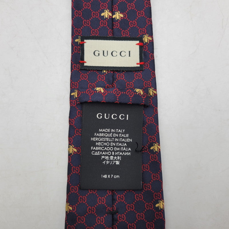 【中古品】【メンズ】 GUCCI グッチ GG＆BEE SILK NECKTIE ジージー アンド ビー シルク ネクタイ 小物 183-260509-cs-25-izu カラー：マルチ 万代Net店