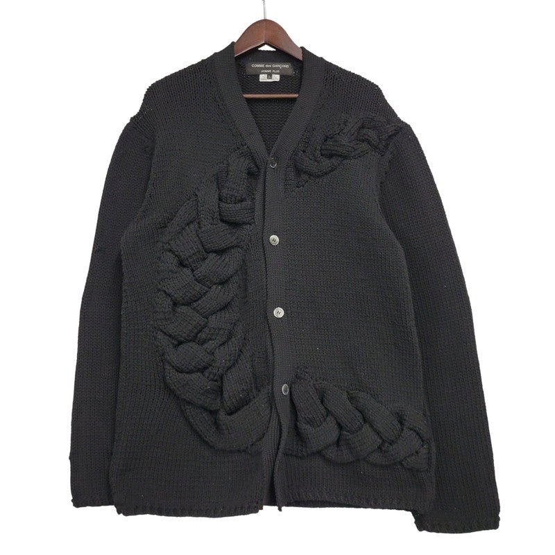 【中古品】【メンズ】 COMME DES GARCONS HOMME PLUS コムデギャルソンオムプリュス PL-N010 23AW CABLE KNIT CARDIGAN ケーブル ニット カーディガン トップス 長袖 140-260510-ya-04-izu サイズ：L カラー：BLACK 万代Net店