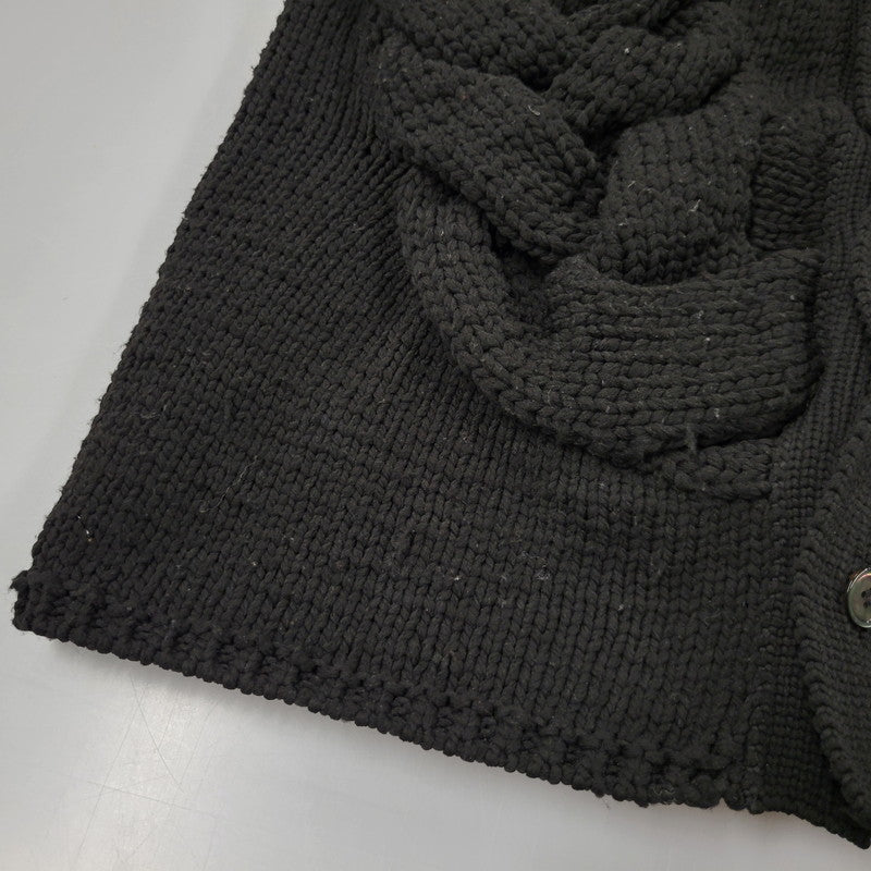【中古品】【メンズ】 COMME DES GARCONS HOMME PLUS コムデギャルソンオムプリュス PL-N010 23AW CABLE KNIT CARDIGAN ケーブル ニット カーディガン トップス 長袖 140-260510-ya-04-izu サイズ：L カラー：BLACK 万代Net店