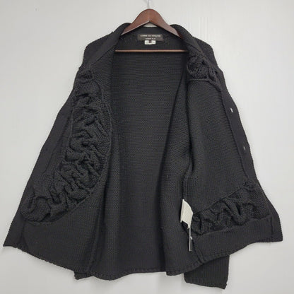 【中古品】【メンズ】 COMME DES GARCONS HOMME PLUS コムデギャルソンオムプリュス PL-N010 23AW CABLE KNIT CARDIGAN ケーブル ニット カーディガン トップス 長袖 140-260510-ya-04-izu サイズ：L カラー：BLACK 万代Net店