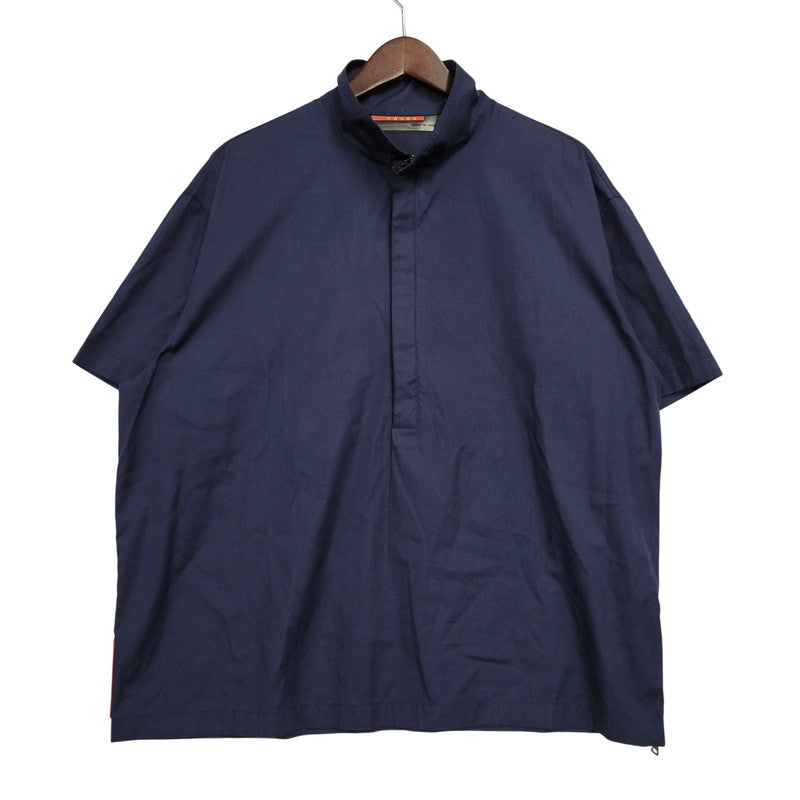 【中古品】【メンズ】 PRADA SPORTS プラダスポーツ HALF ZIP S/S SHIRT ハーフジップ ショートスリーブ シャツ イタリア製 141-260509-as-20-izu サイズ：L カラー：ネイビー 万代Net店