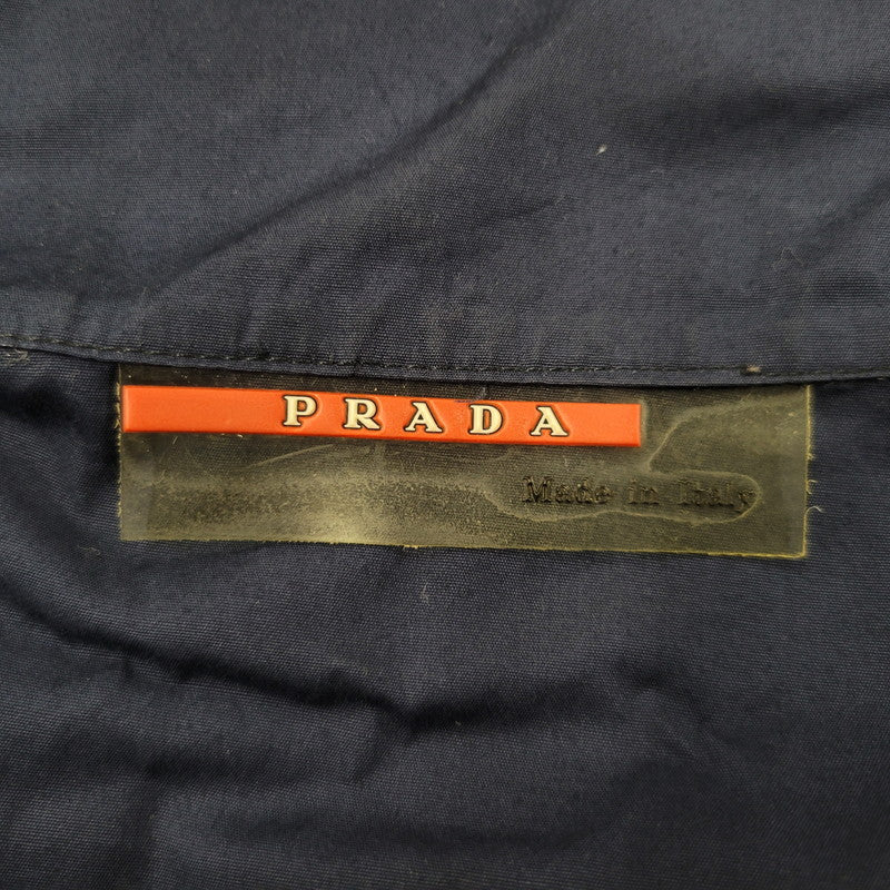 【中古品】【メンズ】 PRADA SPORTS プラダスポーツ HALF ZIP S/S SHIRT ハーフジップ ショートスリーブ シャツ イタリア製 141-260509-as-20-izu サイズ：L カラー：ネイビー 万代Net店
