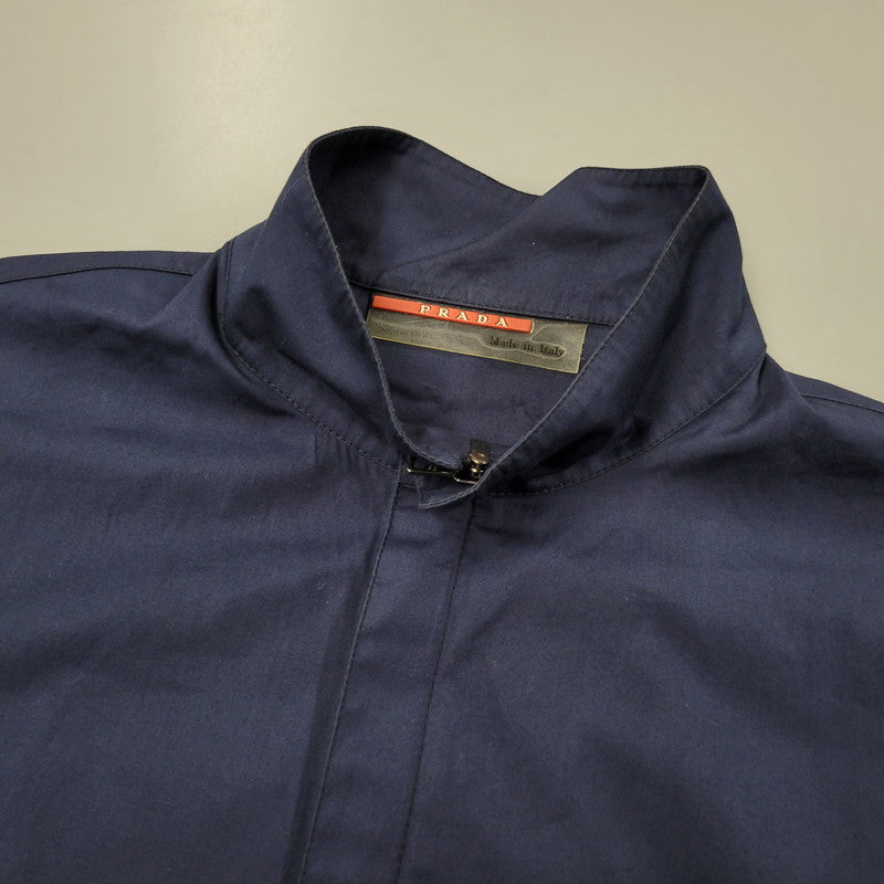 【中古品】【メンズ】 PRADA SPORTS プラダスポーツ HALF ZIP S/S SHIRT ハーフジップ ショートスリーブ シャツ イタリア製 141-260509-as-20-izu サイズ：L カラー：ネイビー 万代Net店