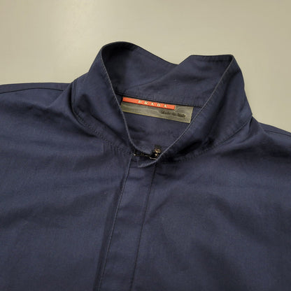 【中古品】【メンズ】 PRADA SPORTS プラダスポーツ HALF ZIP S/S SHIRT ハーフジップ ショートスリーブ シャツ イタリア製 141-260509-as-20-izu サイズ：L カラー：ネイビー 万代Net店
