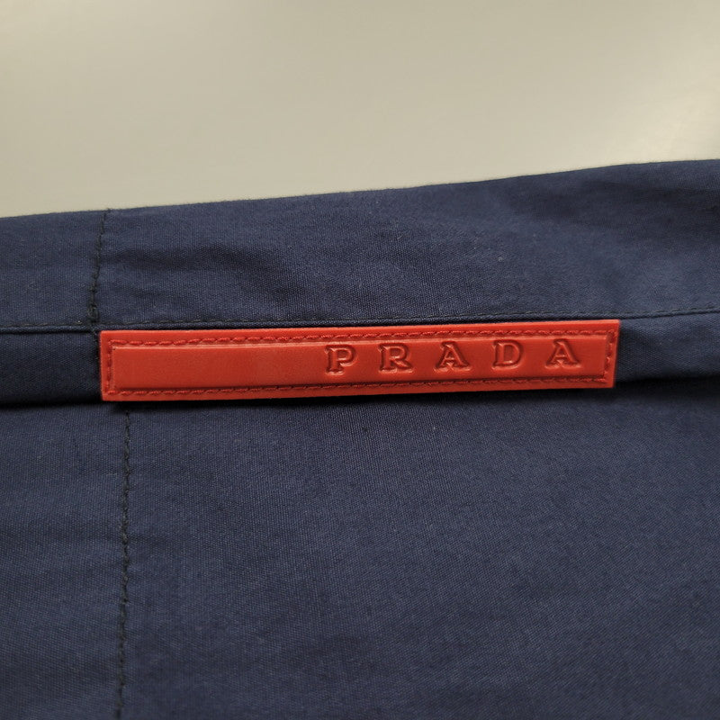 【中古品】【メンズ】 PRADA SPORTS プラダスポーツ HALF ZIP S/S SHIRT ハーフジップ ショートスリーブ シャツ イタリア製 141-260509-as-20-izu サイズ：L カラー：ネイビー 万代Net店