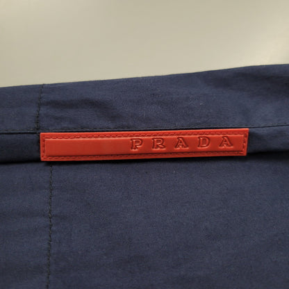 【中古品】【メンズ】 PRADA SPORTS プラダスポーツ HALF ZIP S/S SHIRT ハーフジップ ショートスリーブ シャツ イタリア製 141-260509-as-20-izu サイズ：L カラー：ネイビー 万代Net店