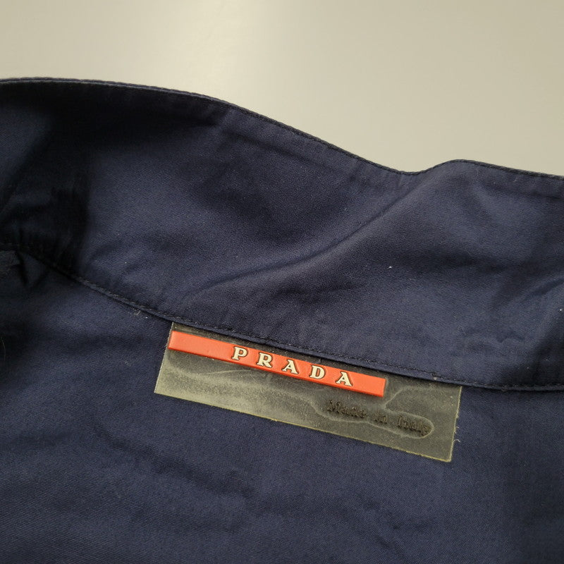 【中古品】【メンズ】 PRADA SPORTS プラダスポーツ HALF ZIP S/S SHIRT ハーフジップ ショートスリーブ シャツ イタリア製 141-260509-as-20-izu サイズ：L カラー：ネイビー 万代Net店