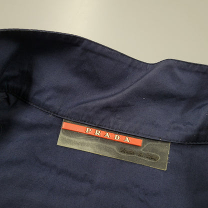 【中古品】【メンズ】 PRADA SPORTS プラダスポーツ HALF ZIP S/S SHIRT ハーフジップ ショートスリーブ シャツ イタリア製 141-260509-as-20-izu サイズ：L カラー：ネイビー 万代Net店