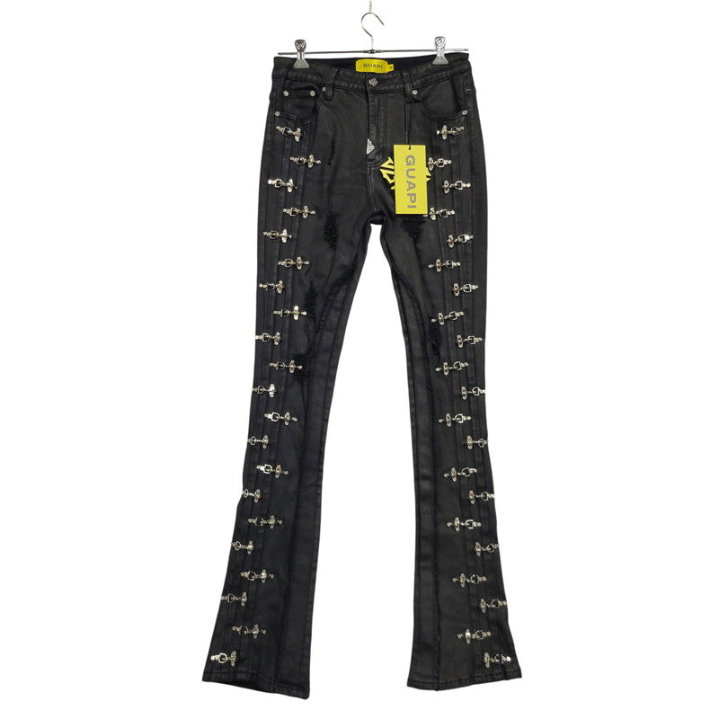 【中古品】【メンズ】 GUAPI グアピ AVIATION CLASP DENIM アビエーション クラスプ デニム ズボン ボトムス 153-260510-ya-05-izu サイズ：32 カラー：BLACK 万代Net店