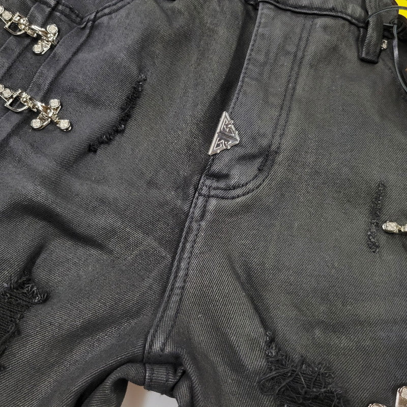【中古品】【メンズ】 GUAPI グアピ AVIATION CLASP DENIM アビエーション クラスプ デニム ズボン ボトムス 153-260510-ya-05-izu サイズ：32 カラー：BLACK 万代Net店