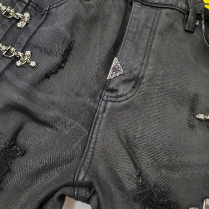 【中古品】【メンズ】 GUAPI グアピ AVIATION CLASP DENIM アビエーション クラスプ デニム ズボン ボトムス 153-260510-ya-05-izu サイズ：32 カラー：BLACK 万代Net店