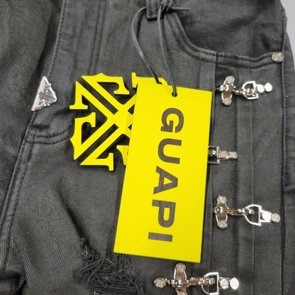 【中古品】【メンズ】 GUAPI グアピ AVIATION CLASP DENIM アビエーション クラスプ デニム ズボン ボトムス 153-260510-ya-05-izu サイズ：32 カラー：BLACK 万代Net店