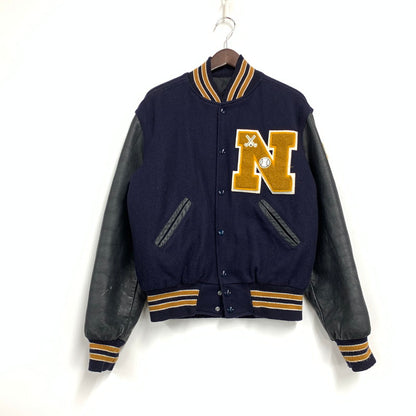 【中古品】【メンズ】 NATALE SPORTING GOODS ナターレ スポーティング グッズ USA製 LEATHER STADIUM JACKET レザー スタジアム ジャケット アウター 146-260521-ya-18-izu サイズ：S カラー：NAVY 万代Net店