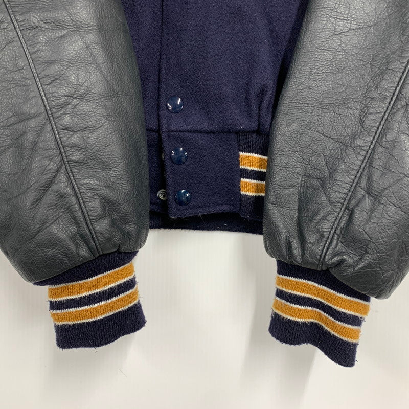 【中古品】【メンズ】 NATALE SPORTING GOODS ナターレ スポーティング グッズ USA製 LEATHER STADIUM JACKET レザー スタジアム ジャケット アウター 146-260521-ya-18-izu サイズ：S カラー：NAVY 万代Net店