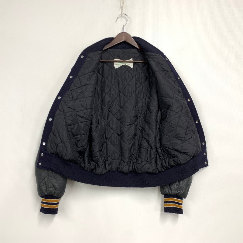 【中古品】【メンズ】 NATALE SPORTING GOODS ナターレ スポーティング グッズ USA製 LEATHER STADIUM JACKET レザー スタジアム ジャケット アウター 146-260521-ya-18-izu サイズ：S カラー：NAVY 万代Net店