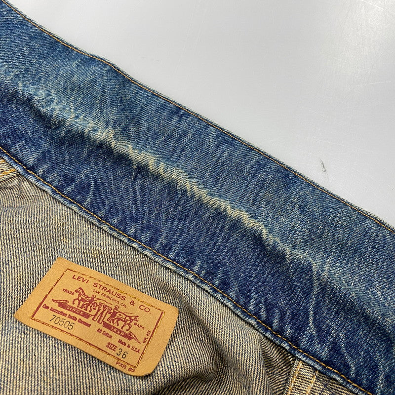 【中古品】【メンズ】 LEVI'S リーバイス 70505 USA製 刻印715 90S DENIM JACKET SMALLE 不均等V デニム ジャケット スモールイー アウター 145-260511-cs-09-izu サイズ：36 カラー：インディゴ 万代Net店