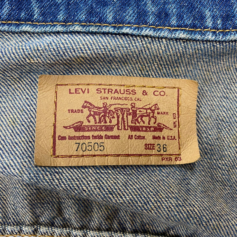 【中古品】【メンズ】 LEVI'S リーバイス 70505 USA製 刻印715 90S DENIM JACKET SMALLE 不均等V デニム ジャケット スモールイー アウター 145-260511-cs-09-izu サイズ：36 カラー：インディゴ 万代Net店