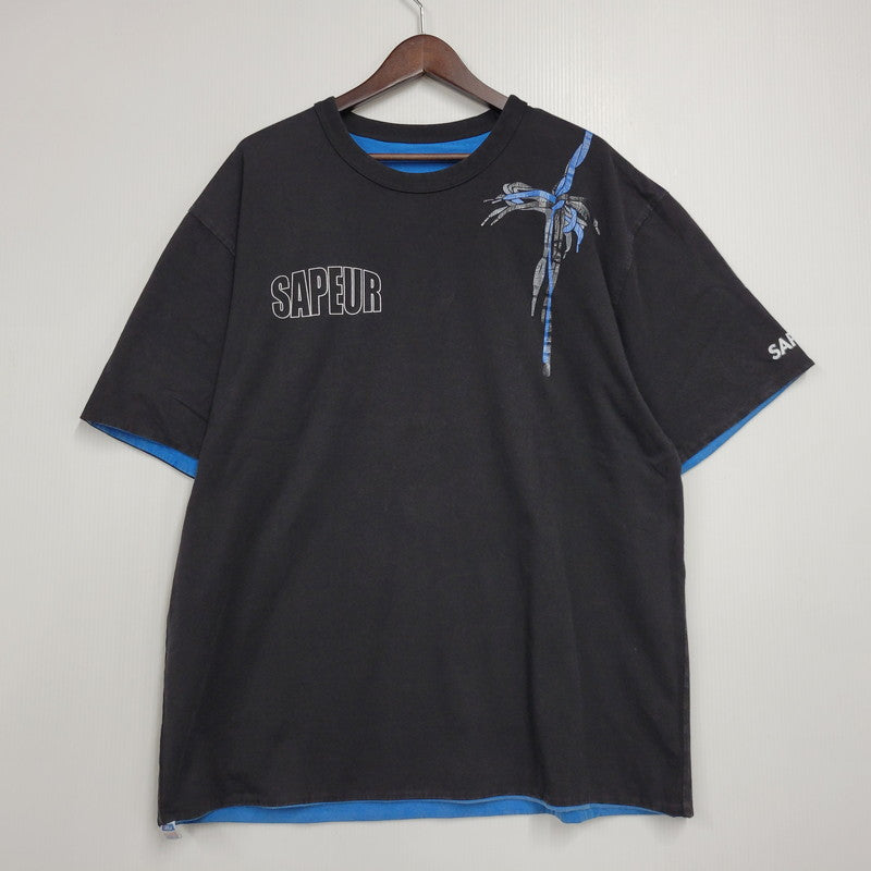 【中古品】【メンズ】 SAPEUR サプール A0025-237 REVERSIBLE SS TEE リバーシブル ショートスリーブ ティー トップス 半袖 142-260511-cs-15-izu サイズ：XL カラー：ブルー/ブラック 万代Net店