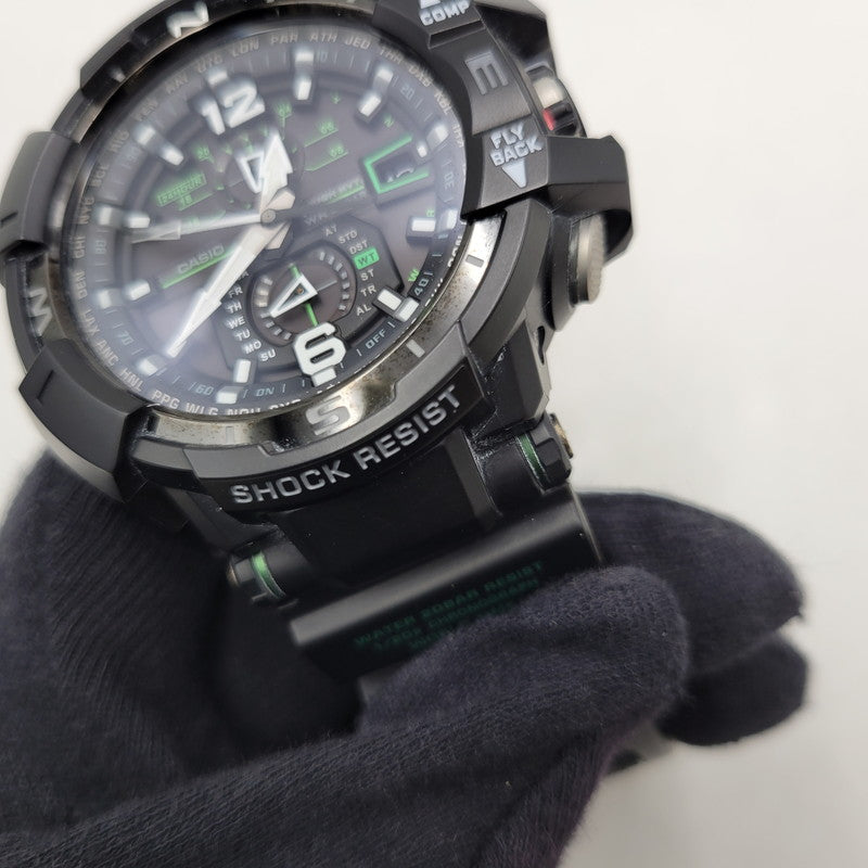 【中古品】【メンズ/レディース】 G-SHOCK ジーショック GRAVITYMASTER SOLAR ANALOG GW-A1100 グラビティマスター ソーラー アナログ 腕時計 196-260512-as-26-izu サイズ：48.4 × 53.8 × 17.3 mm カラー：ブラック 万代Net店