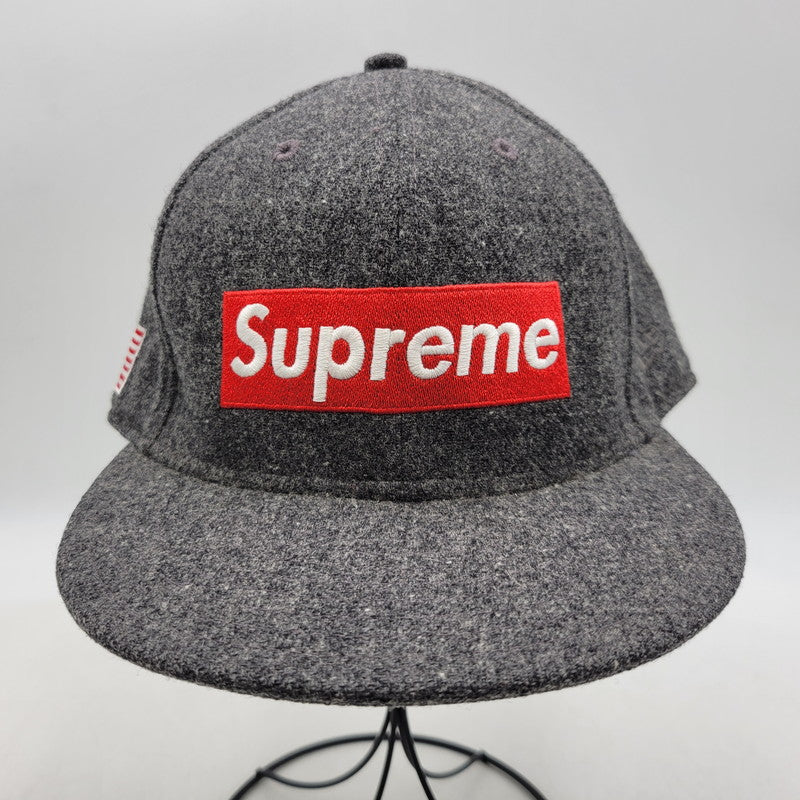 【中古品】【メンズ/レディース】 Supreme シュプリーム × WOOLRICH ウールリッチ × NEW ERA ニューエラ BOX LOGO CAP ボックスロゴキャップ 帽子 185-260512-as-23-izu サイズ：7 5/8（60.6cm） カラー：ダークグレー 万代Net店