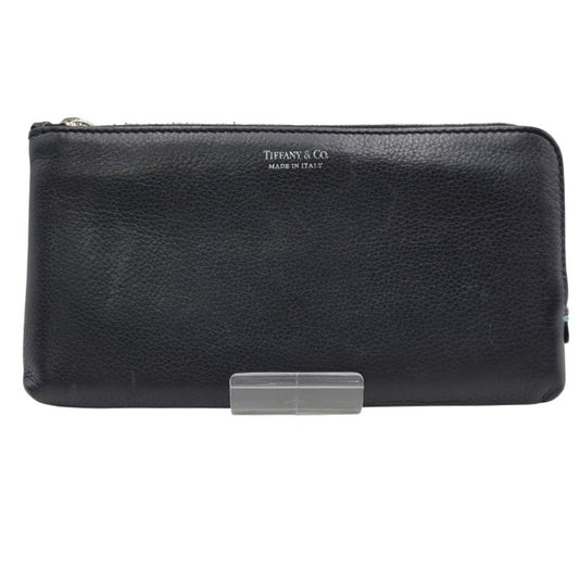 【中古品】【メンズ/レディース】 TIFFANY&Co. ティファニー LEATHER LONG WALLET レザー ロングウォレット L字ファスナー 長財布 181-260512-as-21-izu カラー：ブラック 万代Net店