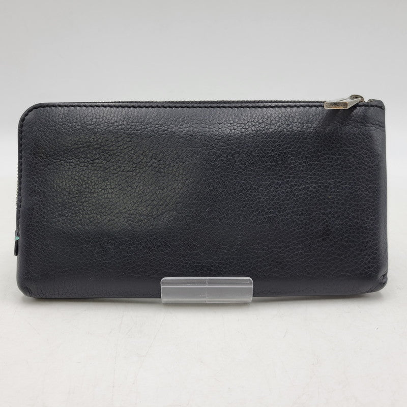 【中古品】【メンズ/レディース】 TIFFANY&Co. ティファニー LEATHER LONG WALLET レザー ロングウォレット L字ファスナー 長財布 181-260512-as-21-izu カラー：ブラック 万代Net店