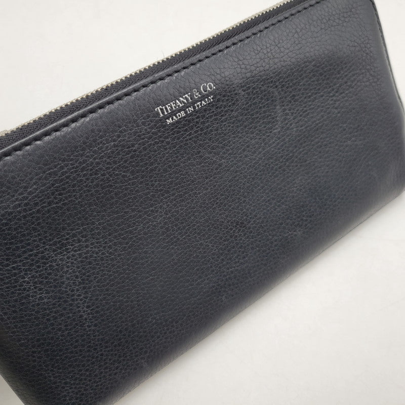 【中古品】【メンズ/レディース】 TIFFANY&Co. ティファニー LEATHER LONG WALLET レザー ロングウォレット L字ファスナー 長財布 181-260512-as-21-izu カラー：ブラック 万代Net店