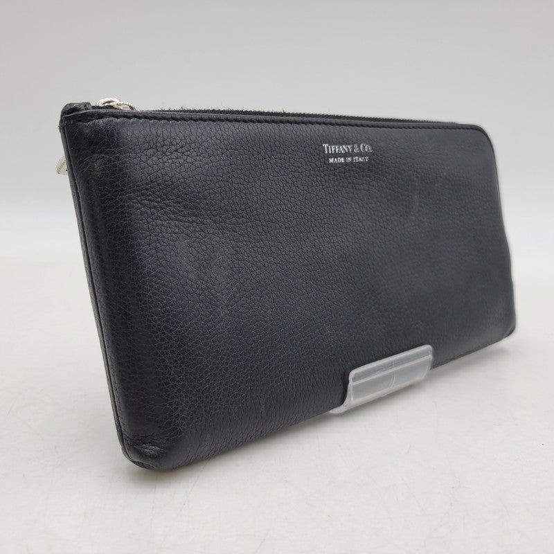 【中古品】【メンズ/レディース】 TIFFANY&Co. ティファニー LEATHER LONG WALLET レザー ロングウォレット L字ファスナー 長財布 181-260512-as-21-izu カラー：ブラック 万代Net店