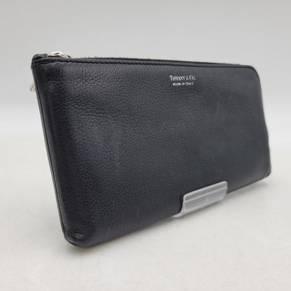【中古品】【メンズ/レディース】 TIFFANY&Co. ティファニー LEATHER LONG WALLET レザー ロングウォレット L字ファスナー 長財布 181-260512-as-21-izu カラー：ブラック 万代Net店