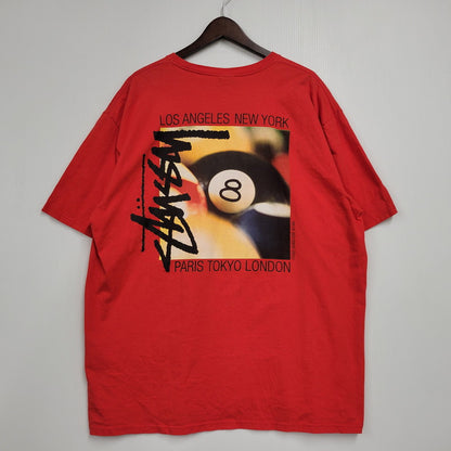 【中古品】【メンズ】 STUSSY ステューシー BILLIARDS TEE ビリヤーズ ティー トップス 半袖 142-260602-ya-11-izu サイズ：XL カラー：レッド 万代Net店
