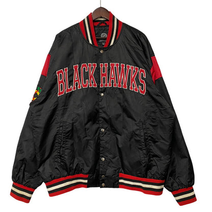 【中古品】【メンズ】 NHL ナショナルホッケーリーグ BLACKHAWKS NYLON STADIUM JACKET ブラックホークス ナイロン スタジアム ジャケット アウター 146-260522-kh-12-izu サイズ：XXL カラー：ブラック×レッド 万代Net店