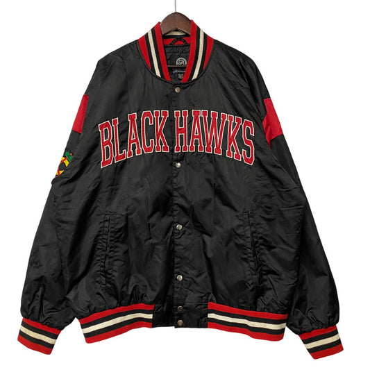 【中古品】【メンズ】 NHL ナショナルホッケーリーグ BLACKHAWKS NYLON STADIUM JACKET ブラックホークス ナイロン スタジアム ジャケット アウター 146-260522-kh-12-izu サイズ：XXL カラー：ブラック×レッド 万代Net店