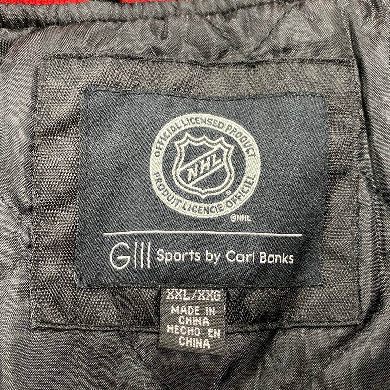 【中古品】【メンズ】 NHL ナショナルホッケーリーグ BLACKHAWKS NYLON STADIUM JACKET ブラックホークス ナイロン スタジアム ジャケット アウター 146-260522-kh-12-izu サイズ：XXL カラー：ブラック×レッド 万代Net店