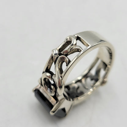 【中古品】【メンズ/レディース】 PATRICK COX パトリックコックス 925 BLACK STONE RING ブラック ストーン リング 指輪 アクセサリー 192-260523-as-05-izu カラー：シルバー×ブラック 万代Net店