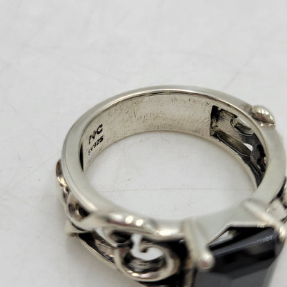 【中古品】【メンズ/レディース】 PATRICK COX パトリックコックス 925 BLACK STONE RING ブラック ストーン リング 指輪 アクセサリー 192-260523-as-05-izu カラー：シルバー×ブラック 万代Net店