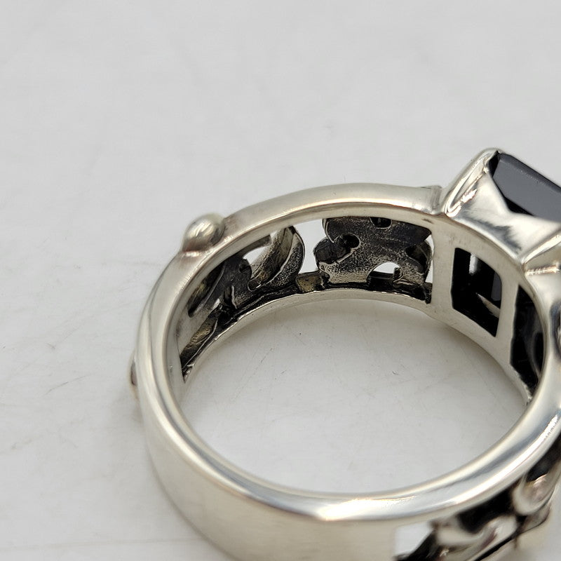 【中古品】【メンズ/レディース】 PATRICK COX パトリックコックス 925 BLACK STONE RING ブラック ストーン リング 指輪 アクセサリー 192-260523-as-05-izu カラー：シルバー×ブラック 万代Net店