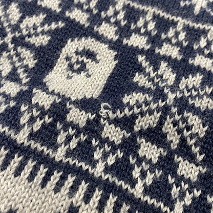 【中古品】【メンズ】 A BATHING APE アベイシングエイプ NORDIC APE HEAD KNIT VEST ノルディック エイプ ヘッド ニット ベスト トップス 142-260523-kh-03-izu サイズ：XL カラー：グレー×ネイビー 万代Net店