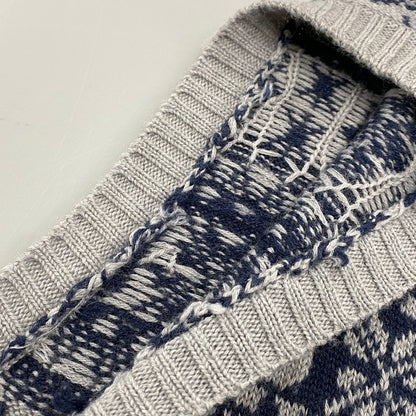 【中古品】【メンズ】 A BATHING APE アベイシングエイプ NORDIC APE HEAD KNIT VEST ノルディック エイプ ヘッド ニット ベスト トップス 142-260523-kh-03-izu サイズ：XL カラー：グレー×ネイビー 万代Net店
