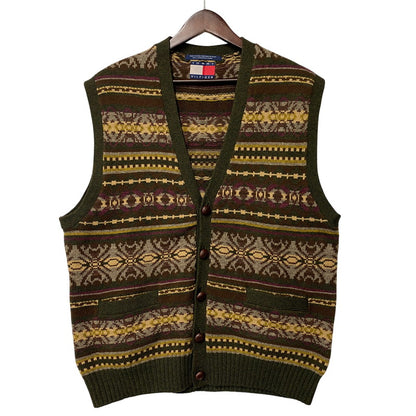 【中古品】【メンズ】 TOMMY HILFIGER トミーヒルフィガー NATIVE WOOL KNIT VEST ネイティブ ウール ニット ベスト トップス 146-260523-kh-04-izu サイズ：XL カラー：マルチ 万代Net店