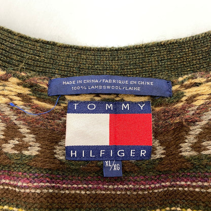 【中古品】【メンズ】 TOMMY HILFIGER トミーヒルフィガー NATIVE WOOL KNIT VEST ネイティブ ウール ニット ベスト トップス 146-260523-kh-04-izu サイズ：XL カラー：マルチ 万代Net店