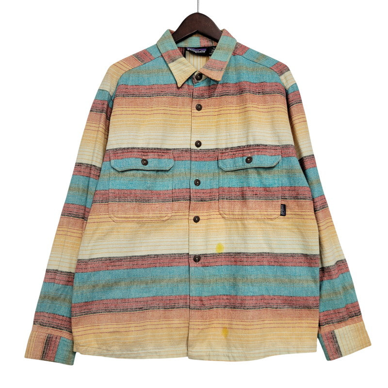 【中古品】【メンズ】 patagonia パタゴニア BLANKET STRIPE SHIRT ブランケット ストライプ シャツ ポルトガル製 長袖 トップス 144-260512-as-08-izu サイズ：S カラー：SAFFRON 万代Net店