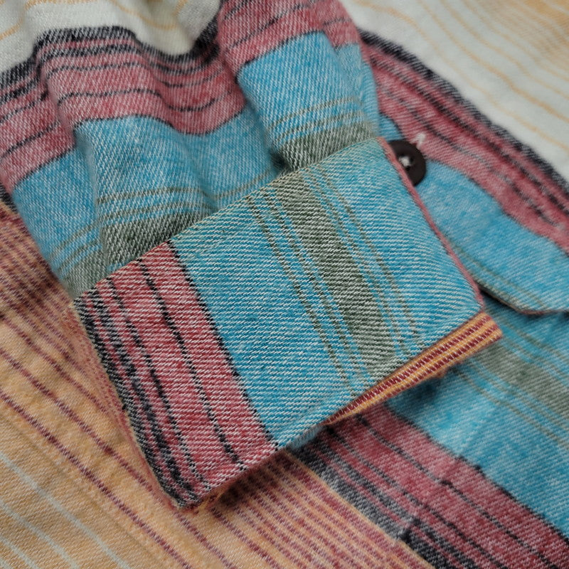 【中古品】【メンズ】 patagonia パタゴニア BLANKET STRIPE SHIRT ブランケット ストライプ シャツ ポルトガル製 長袖 トップス 144-260512-as-08-izu サイズ：S カラー：SAFFRON 万代Net店