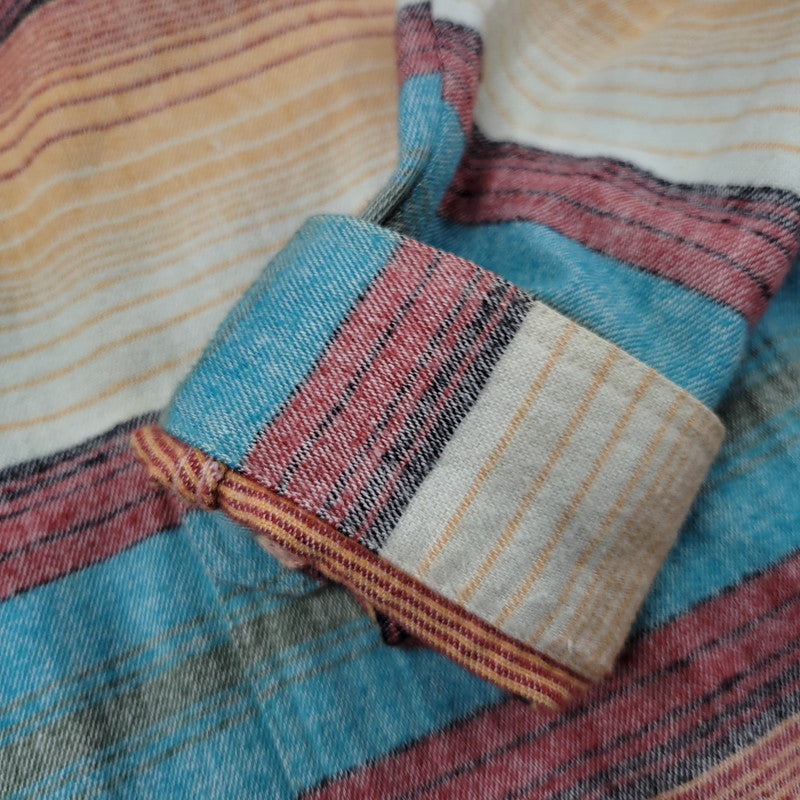 【中古品】【メンズ】 patagonia パタゴニア BLANKET STRIPE SHIRT ブランケット ストライプ シャツ ポルトガル製 長袖 トップス 144-260512-as-08-izu サイズ：S カラー：SAFFRON 万代Net店